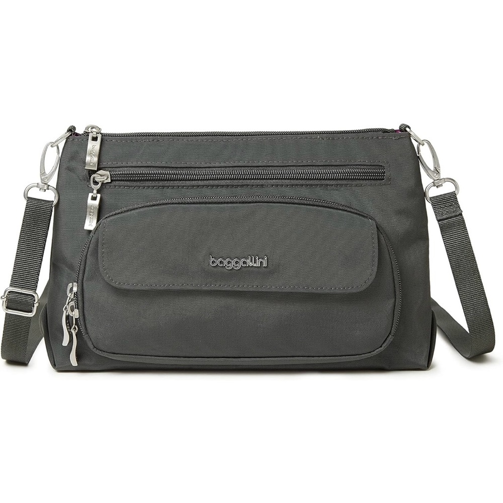 Baggallini Gray Crossbody Bag with Adjustable Strap and Durable Fabric